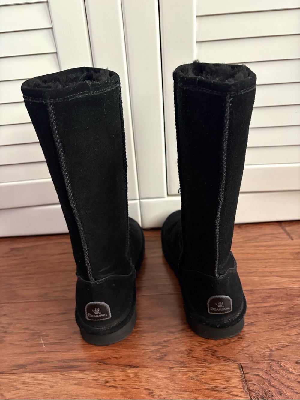 BearPaw Elle Tall Black Suede Winter Boots size 9